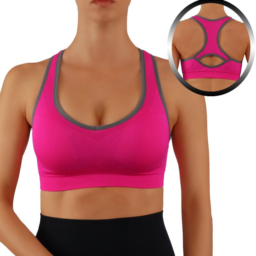 NWT Hot Pink high Impact Sports Bra Compression - Picture 1 of 3